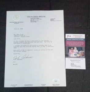 Dick Anderson handsignierter getippter Brief JSA zertifiziert Senator 40. Bezirk -1 # - Bild 1 von 3