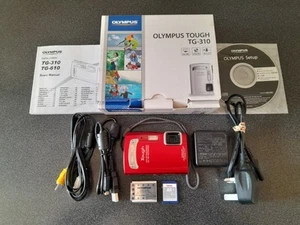 Olympus Tough TG-310 14.0MP 3x Zoom Waterproof Digital Camera Boxed Red Working - Picture 1 of 16
