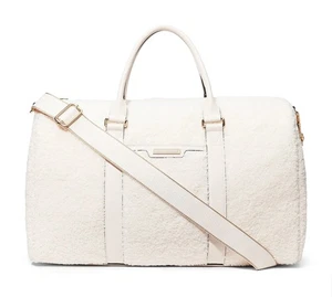 Victoria's Secret VS Duffle Bag Weekender Tote Ivory Shearling Sherpa - Picture 1 of 9