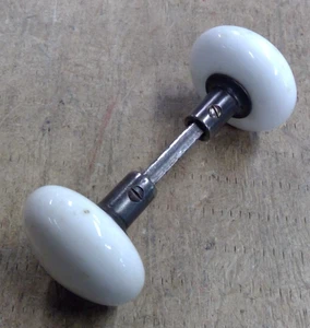 2 Vintage Porcelain Door Knob Handle White 2 Knobs with shaft - Picture 1 of 15