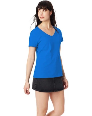 Hanes Ladies 100% Ringspun Cotton nano-T® V-Neck T-Shirt XS-2XL S04V - Image 1 of 4