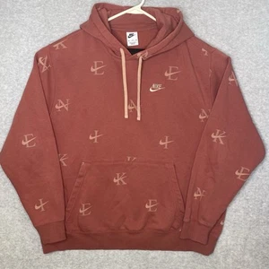 Y2K Nike XXL Hoodie Pullover Fleece Lined Sweatshirt Red N I K E Print Accents - Picture 1 of 6