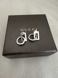 Authentische Gucci Sterlingsilber Kreis Quadrat Charm Grob Ohrhänger - Bild 1 von 5