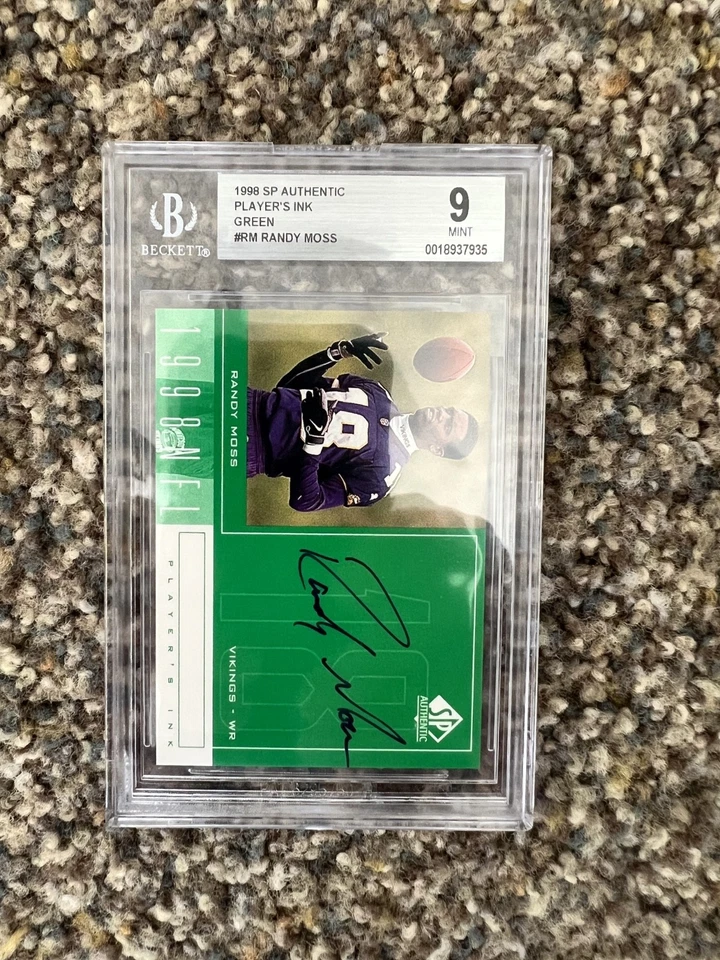 1998 UPPER DECK SP AUTHENTIC PLAYER'S INK GREEN #RM RANDY MOSS BGS 9 - Image 1 of 2