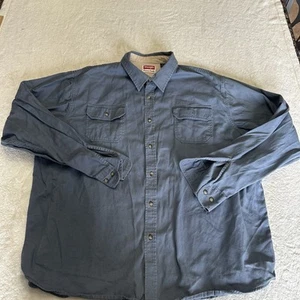 Wrangler Button Up Shirt 2XL Blue Men Work Premium Quality Cotton Western - Picture 1 of 6