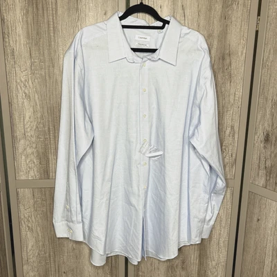 Calvin Klein Mens Infinite Non Iron Shirt Button Up Blue Size 20 36/37 NEW - Image 1 of 4