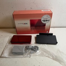 Nintendo 3DS CTR-001 Flame Red Handheld Video Gaming Console with Accessories