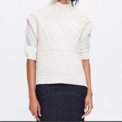 Madewell Women's Side Tie Sweater Vest M Cream Turtleneck Merino Wool Alpaca - Image 1 of 4