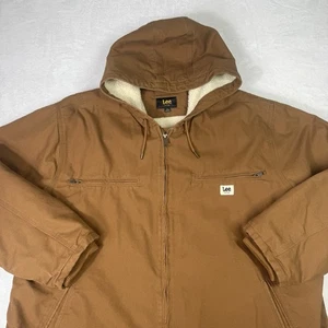 Lee Jacket Workwear Bomber Coat Mens 2XL Canvas Trucker Sherpa Lined Hooded - Picture 1 of 11