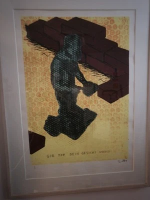 Jörg Immendorff. 2005 handsigniert Nr.76/200.GIb Dir DEIN GESICHT WIEDER Gerahmt - Bild 1 von 2