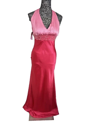 Pre-Own JS Boutique Halter Satin Dress/Gown Two-tone Color Size 0 - Image 1 of 4