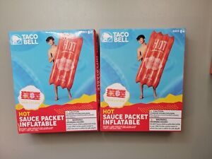 Taco Bell Pool Float Hot Sauce Packets Inflatable Lot Of 2 30x57.8” New