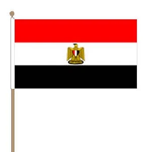 EGYPT Polyester medium HAND WAVING FLAG 9"X6" 22.5cm x 15cm EGYPTIAN CAIRO - Picture 1 of 1