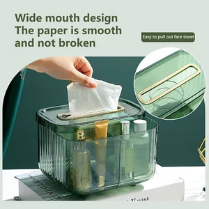 Tissue Container Easy Refill Keep Neat Luxury Desktop Spring Tissue Box Plastic - Picture 1 of 11