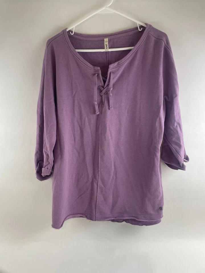 Толстовка женская JAG размер большой фиолетовый рукав 3/4 вырез Henley шнурок - Изображение 1 из 4