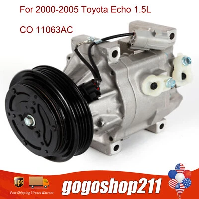 A/C AC Compressor For Toyota Echo 1.5L 2000 2001 2002 2003 2004 2005 CO 11063AC Foto 1 de 4