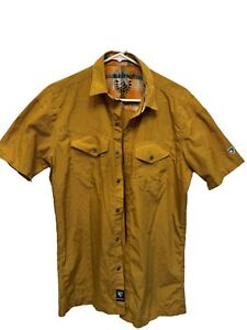 Kuhl Men’s Small dress shirt, mustard yellow, outdoor. camping, Button Snap