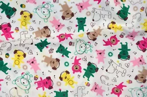Dogs with Headphones, Music Notes Quilting Cotton Printed Fabric 43” W x 36" L - Picture 1 of 3