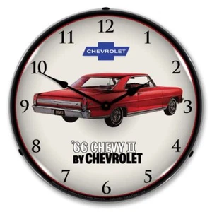 14" Double Bubble 1966 Chevrolet Chevy II Nova BackLit Garage Clock GM1612698 - Picture 1 of 1