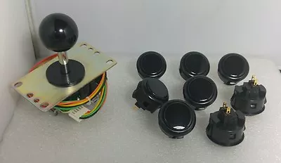 8 pcs Sanwa Genuine Buttons Black and Joystick OBSF-30 Video Game Arcade Parts - Image 1 of 4