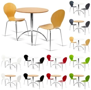 Kitchen Dining Set Round Table and 2 Chairs Grey Red White Green Black Natural - Picture 1 of 21