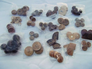 vtg lot 95 wood wooden buttons all sizes sets - Picture 1 of 3