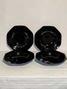 Mikasa Color Spectrum Indigo Black - Octagonal Large Rim Soup Bowls Set of 4 - Picture 1 of 7