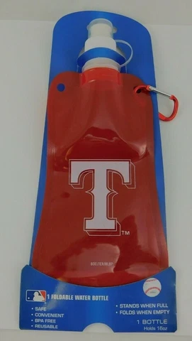 Texas Rangers Foldable Water Bottle 16 oz Biking Hiking Cover