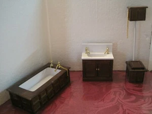 Antique Doll House Bathroom Wooden design 3 pcs  $37.91 - Picture 1 of 4