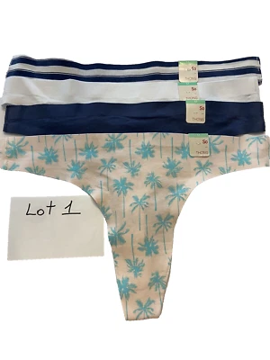 Lot #1 of 4 pc.Juniors' SO Bonded Cotton Thong Panty SO83-005 Multi Color Sz.M - Image 1 of 4