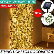 10M Solar Leaf Garland Lamp Ivy Vine LED Fairy String Lights Christmas Decor
