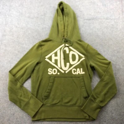 Hollister Sudadera con Capucha Para Hombre Pequeña Verde Bordada Sudadera Polar Y2K Foto 1 de 4