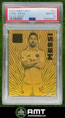 38087 2023 Topps Finest MLS #FI-1 Lionel Messi Idols Gold Inter Miami CF PSA 10 - Image 1 of 3
