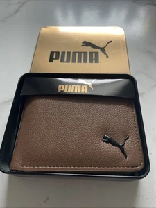Neu Puma Sport Designer Herren Street Style Logo Bi Fold Geldbörse Kunstleder braun - Bild 1 von 8