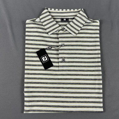 Camisa de golf FootJoy polo a rayas brezo grande brezo gris marino nueva con etiquetas precio de venta sugerido por el fabricante 85 USD Foto 1 de 4