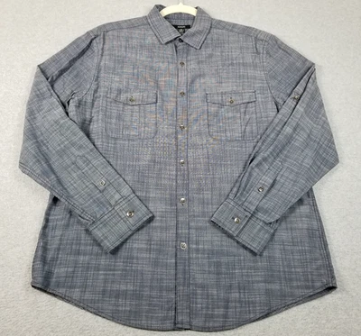 Рубашка Alfani на пуговицах мужская средний размер M синяя с длинными рукавами с двумя карманами легкая - Изображение 1 из 4