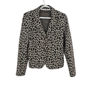 Weekend Max Mara Sweater Blazer Black White Virgin Wool Animal Print Size 6 - Picture 1 of 6