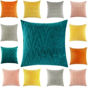 Luxury Quilted Velvet Geometric & Scandinavian Designer 18" Cushion Covers  - Picture 1 of 14