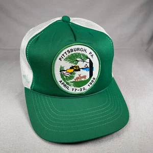 Pittsburgh PA 1988 Mütze Herren Einheitsgröße grün Vintage Snapback Trucker Cap Young An - Bild 1 von 10