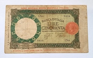 VITT. EM. III AFRICA ORIENTALE 50 LIRE LUPETTA DECR. MIN. 14/01/1939 RR R2 - Picture 1 of 4