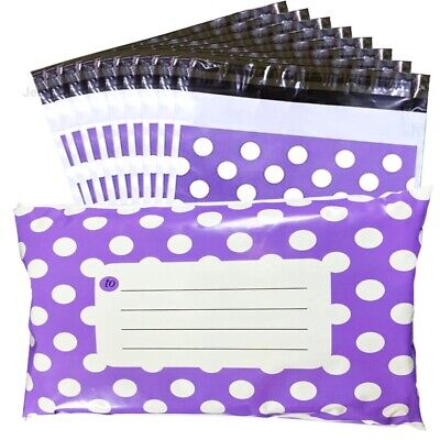 Purple Dots Mailing Bags Printed Poly Postal Plastic Colored Strong Self Seal • 1.23£