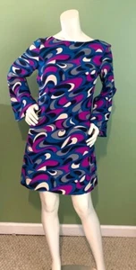 Women's ALICE & TRIXIE Multi Colored Retro Print- Bell Sleeve Dress Sz. S - Picture 1 of 5