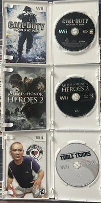 Nintendo Wii 3 Game Lot - Call Of Duty, Medal Of Honor Heroes 2 & Table Tennis - Image 1 of 4