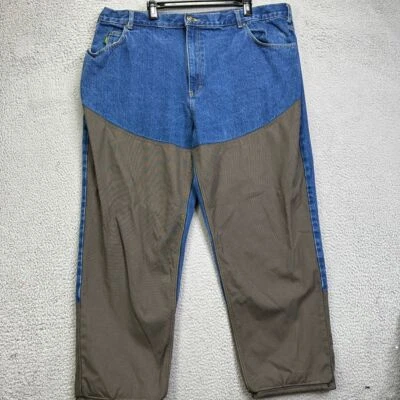 Cabelas Straight Jeans Mens 46X32 Blue Grey Colorblock Hunting Brush Pants Denim - Image 1 of 4