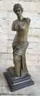Signed Moreau Venus De Milo Nude Female Bronze Marble Base Sculpture Figure Art
