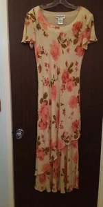 Ronnie Nicole Ivory & Soft Pastel Pink Floral Dress Lined Women's Size 10P - Picture 1 of 7