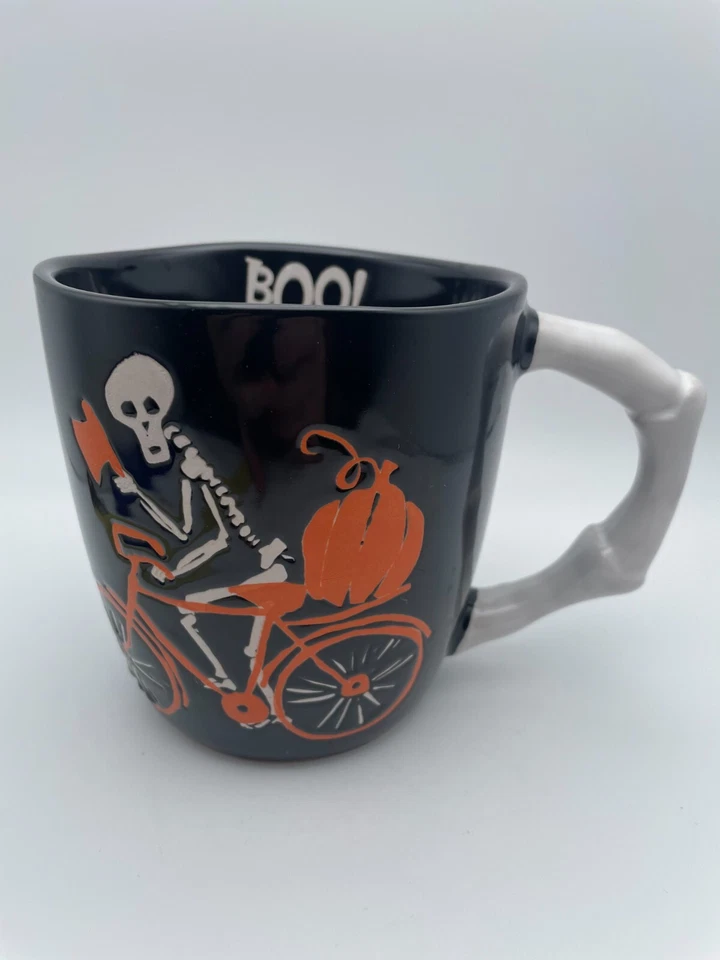 Taza esqueleto Halloween Mr. Bones On Bicycle BOO 2015 edición 18 oz taza grande B8 Foto 1 de 4