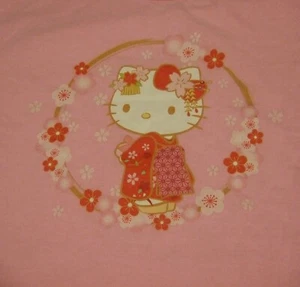 Camiseta Rosa Sanrio Camiseta Hello Kitty Usando Kimono Ropa Tradicional Japonesa - Imagen 1 de 4
