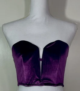 NWT Victoria Secret Dream Angels Plum Velvet Strapless Bustier Sz. L A21-64 - Picture 1 of 4