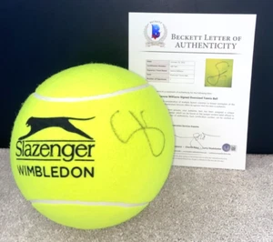 SERENA WILLIAMS SIGNED WILMBLEDON JUMBO TENNIS BALL US OPEN AUSTRALIAN GOAT BAS - Picture 1 of 4